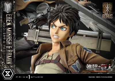 Attack On Titan - Eren, Mikasa, and Armin (DX Bonus Version) 1/4 Scale Statue